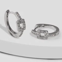 GIVA 925 Silver Sparkling Loop Hoop Earrings image 1