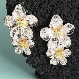 Bohey by KARATCART Rose Gold-Plated Floral Drop Earrings-picture-13