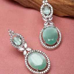 Kennice Rhodium-Plated Oval Drop Earrings image 1