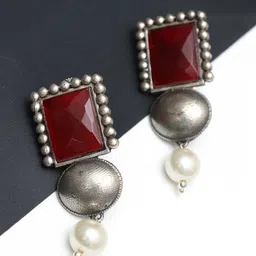 Ozanoo Silver-Plated Square Shaped Drop Earrings-picture-28