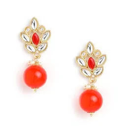 Anouk Brass-Plated Floral Beaded Drop Earrings-picture-22