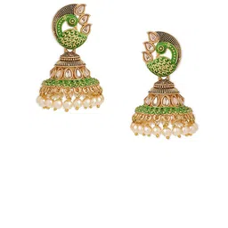 Anouk Brass-Plated Beaded Floral Jhumkas-picture-24