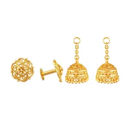 Vighnaharta Gold-Plated Floral Jhumkas image 1