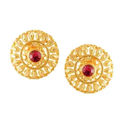 Vighnaharta Gold-Plated Floral Studs Earrings image 1