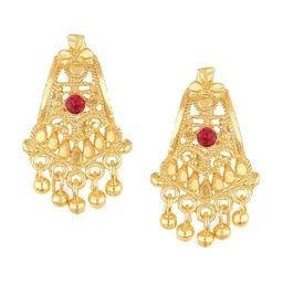 Vighnaharta Gold-Plated Floral Drop Earrings image 1