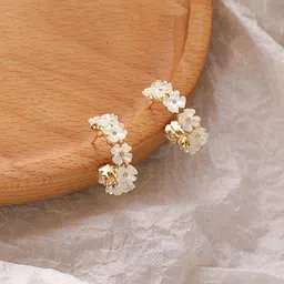 Yellow Chimes Gold-Toned Crystal Hoop Earrings-image-15