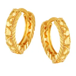 Vighnaharta Gold-Plated Floral Hoop Earrings image 1