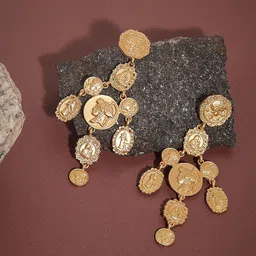 SOHI Gold-Plated Circular Drop Earrings-picture-24