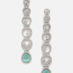 Aazeen Lime Green Circular Drop Earrings-picture-38