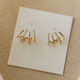 BEYTER Gold-Plated Contemporary Shaped Artificial Stones Studs-picture-41