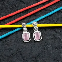 StileAdda Silver Plated Geometric Drop Earrings-picture-30