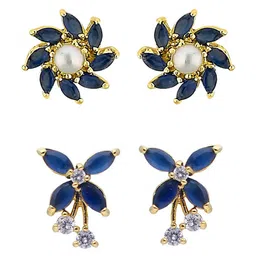 Sri Jagdamba Pearls Dealer Set Of 2 Gold-Plated Studs Earrings-picture-38