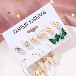 Pinapes Set Of 12 Gold-Plated Circular Studs Earrings-picture-14