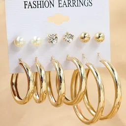 Pinapes Set Of 12 Gold-Plated Circular Studs Earrings-picture-36