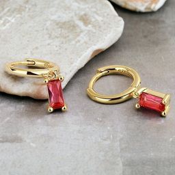 MYKI Gold-Plated Cubic Zirconia-Studded Classic Hoop Earrings-picture-20