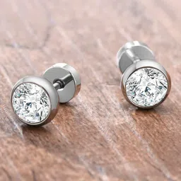 Krelin Stainless Steel Stones Studded Circular Studs Earrings-picture-17