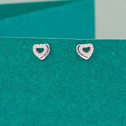 SANGEETA BOOCHRA Sterling Silver Cubic Zirconia Stone Studded Heart Shaped Studs Earrings-picture-32