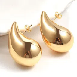 Softwrap Gold Plated Teardrop Shaped Stud Earrings-image-10