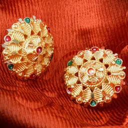 MEENAZ Set Of 2 Gold-Plated Floral Shaped Studs Earrings image 1