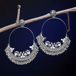 Arrabi Silver-Toned Oxidised Chandbalis Earrings (Set of 2)-picture-12