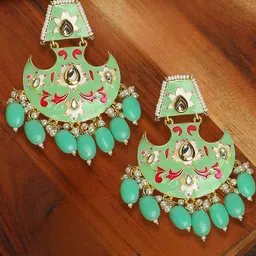 OOMPH Kundan Studded Meenakari Chandbalis-picture-35