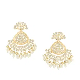 I Jewels Gold-Plated Stones & Beads Studded Contemporary Drop Earrings-picture-24