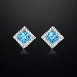 Designs & You Silver-Plated Cubic Zirconia Square Studs Earrings-picture-21