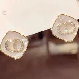 VIEN Gold-Plated Square Cubic Zirconia Studs Earrings-picture-36