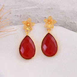 Silvermerc Designs Gold-Plated Teardrop Shaped Drop Earrings-picture-47