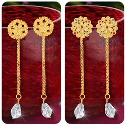 Vighnaharta Set Of 2 Gold-Plated Drop Earrings-picture-26