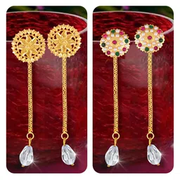 Vighnaharta Set Of 2 Gold-Plated Studs Earrings With Removable Jhumkis-picture-27
