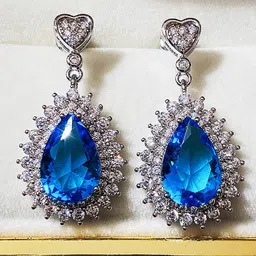 Jewels Galaxy Silver Plated Teardrop Shaped Drop Earrings-picture-41