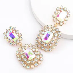 Bellofox White Stone Studded Contemporary Drop Earrings-picture-28