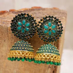 Crunchy Fashion Gold-Plated Classic Jhumkas Earrings-picture-20