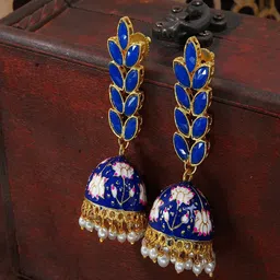 I Jewels Blue Classic Jhumkas Earrings-picture-20