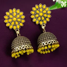 PRIVIU Gold-Plated Dome Shaped Studded Jhumkas-picture-12