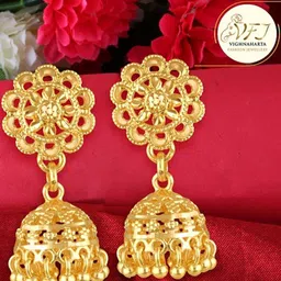 Vighnaharta Gold-Plated Floral Jhumkas Earrings-picture-19