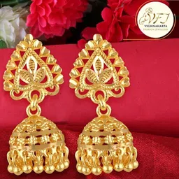 Vighnaharta Gold-Plated Floral Jhumkas-picture-11