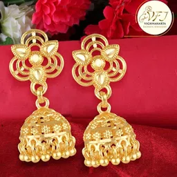 Vighnaharta Gold-Plated Dome Shaped Jhumkas-picture-20