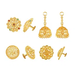 Vighnaharta Set Of 4 Gold-Plated Studs Earrings With Removable Jhumkas-picture-31