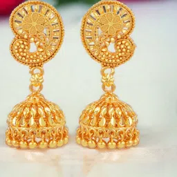 Vighnaharta Gold-Plated Dome Shaped Jhumkas-image-97