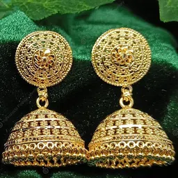 Vighnaharta Gold-Plated Floral Jhumkas-picture-40