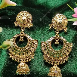 Vighnaharta Gold-Plated Floral Jhumka-image-69