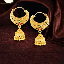 Vighnaharta Gold-Plated Dome Shaped Jhumkas-image-40
