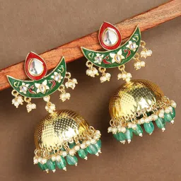OOMPH Gold-Plated Dome Shaped Jhumkas Earrings image 1