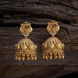 Kushal's Fashion Jewellery Gold-Plated Artificial Stones Studded Jhumkas Earrings image 1
