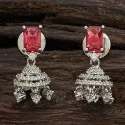 Kushal's Fashion Jewellery Rhodium-Plated Dome Shaped Jhumkas-image-82