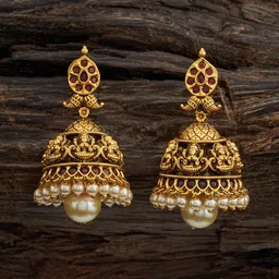 Kushal's Fashion Jewellery Gold-Plated Dome Shaped Ethnic Jhumkas-picture-12