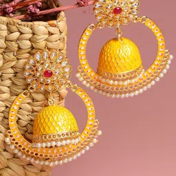 Anouk Gold-Toned Gold-Plated Dome Shaped Jhumkas-picture-10