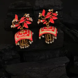SOHI Red Contemporary Jhumkas Earrings-image-4